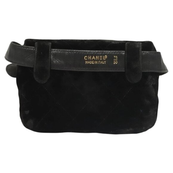 Chanel Black/Gold Velvet Velor Waist Bag - Picture 2 of 16